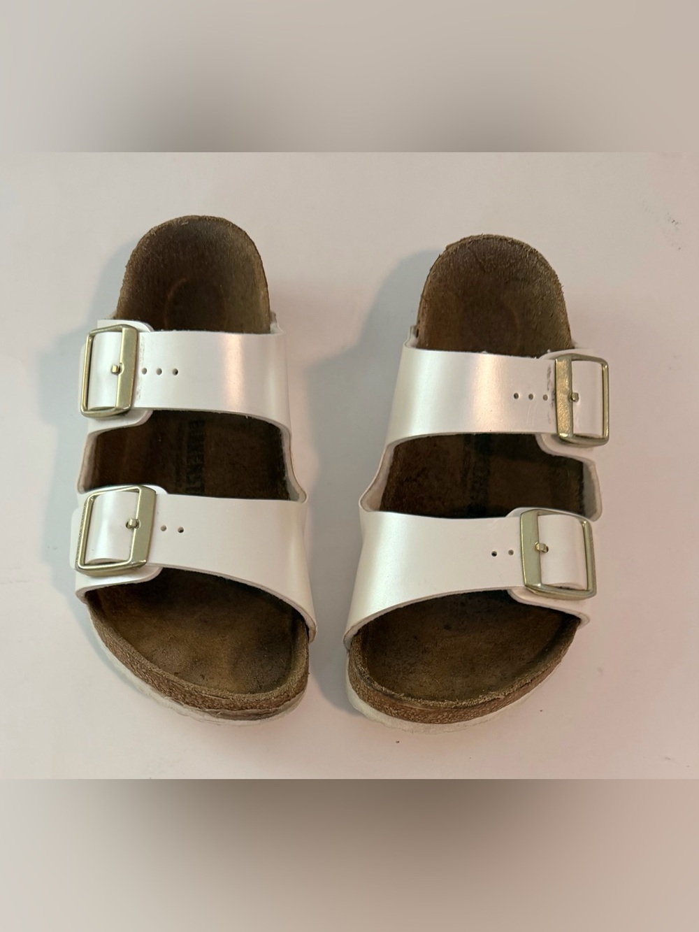 Birkenstock Arizona Kids Sandals - White / Gold Buckles - EU 33 (US 2-2.5 Youth)